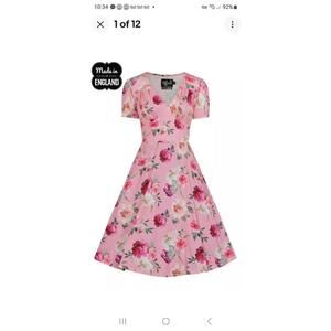 Hell bunny pink floral dress L wrinkle free